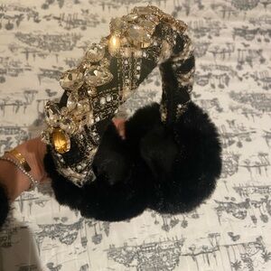 Elegant Black and Gold Embellished Headband earmuffs